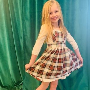 Girls Christmas Plaid Pinafore